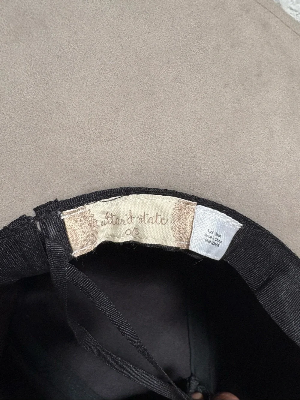 Altar'd State Taupe Suede Wide-Brim Hat with Brown Braided Band